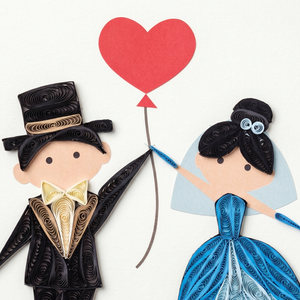 Custom Quilled <b>Paper</b> Wedding Couple Card Love Theme <b>Handmade</b> 3D Greeting Card for Wedding Decoration Greeting Card - Product Image 3