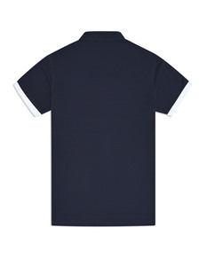 Polo Azul Marino para Hombre, Cuello Alto, Manga Corta, Ribete en Contraste, Tela Piqué, Corte Ajustado Informal, Camiseta de Verano, Venta al Por Mayor OEM - Product Image 1