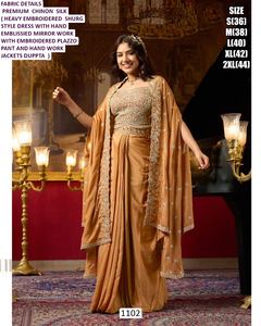 Conjunto de Accesorios de Moda Largos de Seda Chinon Bordados Étnicos Bandhani Sheesh Mahal para Saree Indio de Cuatro Estaciones - Product Image 1