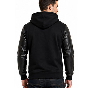 Nuevo Diseño, Sudadera con Capucha Casual de Invierno para Hombre, Más Vendida, con Mangas de Cuero, Colores Personalizados, MOQ Bajo, Venta al Por Mayor - Product Image 3