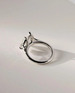 Anillo de Dos Piedras de Moissanita con Corte Marquesa en Forma de Pera, Chapado en Rodio, Plata 925, Engaste de Garras, Anillo de Compromiso y Boda - Product Image 3