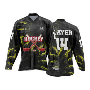 Maillots de hockey sur glace personnalisés avec logo brodé/imprimé par transfert thermique, nom du joueur, unisexe, extensibles dans quatre directions, respirants, évacuant l'humidité - Product Image 6