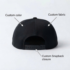 Gorra Snapback Negra de 6 Paneles, Estructurada, con Visera Plana, de Tela de Algodón, para Navidad, Festivales, con Logotipo Bordado Personalizado, Unisex - Product Image 3