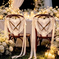 Ruban de dentelle transparent pour chaise de mariage, décoration de chaise en forme de cœur, décoration de table pour événements intérieurs et extérieurs