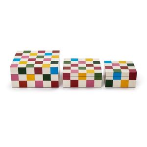 Rectangular Resin Jewelry Box with Checkered Pattern Glossy Finish for Storage Trending resin bedroom box Competitive price - Product Image 4