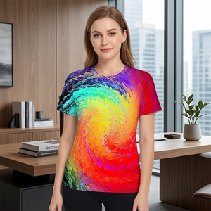 Men's <b>Rainbow</b> Spiral Print Short Sleeve T-Shirt O-Neck Casual Knitted Jersey <b>Top</b> Regular Fit Sublimation Transfer Print - Product Image 6