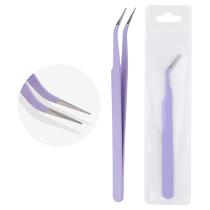 Prix d'usine, pinces à cils professionnelles en acier inoxydable violettes pointues, outils manuels pour extensions de cils avec logo personnalisé OEM/ODM - Product Image 1