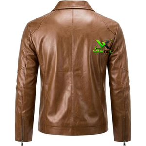 Chaqueta de Motociclista VANTEX para Hombre, de Cuero Genuino Gris, Ecológica, Estilo Vintage, Corte Ajustado, Cuello Camisero, Cierre de Cremallera, Resistente al Viento - Product Image 6