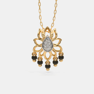 Collar con Colgante de Diamante Cultivado en Laboratorio en Forma de Lágrima de Loto en Oro Amarillo - Product Image 1