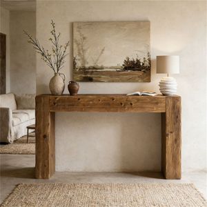 Consolle in Legno Massello con Pannello di Controllo, Elegante Tavolo da Ingresso/Divano - Product Image 3