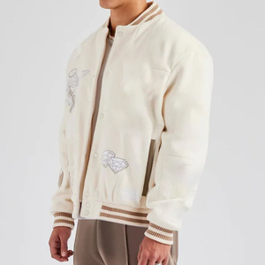 Veste universitaire surdimensionnée en laine de haute qualité à col montant chauffant pour homme, style baseball, hiver - Product Image 3