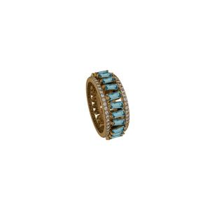 14K Gold Pave Diamond BlueTopaz Eternity Band Ring by Metarock Jewels - Product Image 2