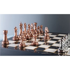 Jeu d'échecs en métal de luxe, pièces métalliques bronze et argent de haute qualité, plateau en bois antique, jeu d'échecs professionnel en métal de grande taille - Product Image 5