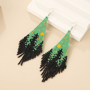 Pendientes de Borla con Cuentas Hechas a Mano, Adorno de Flores Pequeñas Miyuki, Joyería Personalizada de Nuevo Diseño - Product Image 5