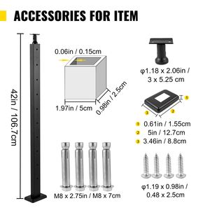 Palo per Ringhiera con Cavo 106,7 x 2,5 x 5 cm in Acciaio Inox Spazzolato per Ringhiere e Corrimano di Ponti e Scale - Product Image 6