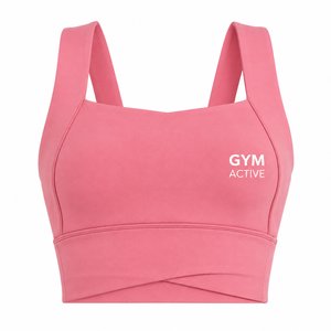 Women's <b>Pink</b> Sports Bra High Waist Leggings <b>Set</b> Crisscross Straps High Support Front Seamless Custom <b>Gym</b> Activewear Yoga Workout - Product Image 5