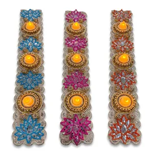 Tapisserie murale brodée florale, ensemble de 3 pièces, décoration bohème pour Diwali, salon, maison - Product Image 4