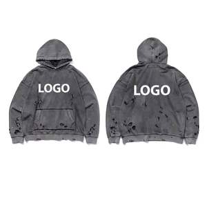 Sudaderas con Capucha para Hombre, Diseño Personalizado de Alta Calidad, Fabricadas en Fábrica, Estilo Desgastado, Nuevo Diseño, Venta al Por Mayor, 100% Algodón, Cierre de Cremallera, Cuello en V, Transpirables - Product Image 1