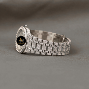 Reloj de Lujo para Hombre con Incrustaciones de Moissanita, Acero Inoxidable, Movimiento de Cuarzo ETA, Esfera de Cristal Analógica, Correa de 20 mm, Cierre Oculto, Ideal para Fiestas - Product Image 3