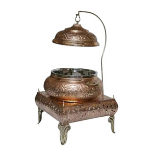 Cubierta de latón de tres estrellas para calentador de alimentos, diseño antiguo hecho a mano en oro, olla interior de acero inoxidable de 5L, para hoteles y restaurantes - Product Image 1