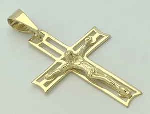 Colgante de Cruz Religiosa con Crucifijo de Jesús en Oro Amarillo de 14k, 2.4 gramos - Product Image 4