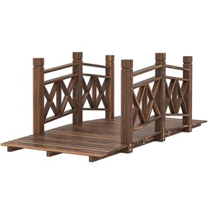 Ponte da Giardino in Legno Carbonizzato da 1,5 m per Laghetto, Fossato o Torrente, Ideale per Paesaggistica e Pavimentazione - Product Image 1