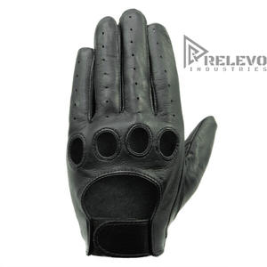 Gants en cuir noir respirants, personnalisables, perforés avec design sur mesure, unisexes, toutes saisons, adultes, logo personnalisé avant/arrière - Product Image 1