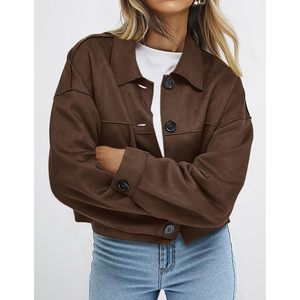 Veste courte PRETTYGARDEN Automne-Hiver 2025 pour femmes, décontractée, légère, en simili daim, bomber, vêtements tendance - Product Image 2