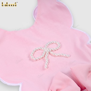 Babeeni 4th July Smocked Bubble Rompers Baby Girls 100% Cotton Short Sleeve Letter Pattern Snap Button Closure Summer OEKO-<b>TEX</b> - Product Image 4