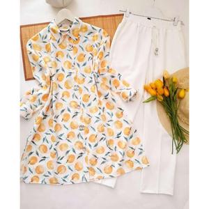 DESIGNER RAYON DIGITAL PRINT <b>WORK</b> KURTI WITH PALAZZO LIGHT YELLOW - Product Image 1