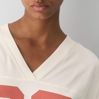 Camiseta de Verano Casual para Mujer, Cuello en V, Talla Grande, Tejida en Algodón 100%, Lavada, Holgada, de Manga Corta, Transpirable y de Secado Rápido, Estilo Vintage