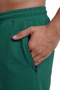 Shorts pour homme en mélange coton-polyester vert forêt avec cordon de serrage à la taille, décontractés, respirants, longueur bermuda, couleur unie, tricotés - Product Image 5