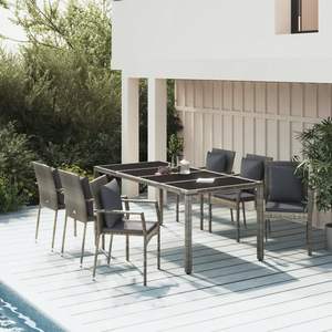 7 Piece Grey Pe <b>Rattan</b> <b>Garden</b> <b>Dining</b> Set Outdoor <b>Furniture</b> Contemporary Design For <b>Garden</b> Use - Product Image 1