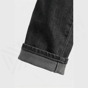 Jean en denim coupe droite délavé foncé pour homme, taille haute, coupe slim, en coton, style décontracté, pantalon d'automne - Product Image 6