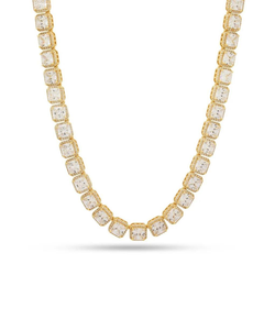 Collar de tenis de lujo con moissanita de corte princesa, plata 925, cadena llamativa con incrustaciones de circonitas, joyería de plata brillante, regalo unisex - Product Image 5