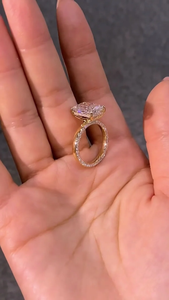 แหวนเพชรทรงเรเดียนท์คัททองคำ 14K งานแฮนด์เมด พร้อมวงแหวนทองคำ 14K เครื่องประดับหมั้นแบบคลาสสิก - Product Image 2