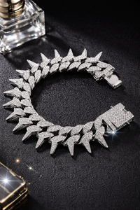 Bracelet Hip Hop Iced Out à pointes, aspect diamant clarté VS1 - VS2, en argent 925, finition or 10K 14K, bijoux streetwear de luxe pour hommes - Product Image 4