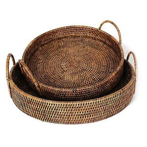 Bandejas decorativas de ratán tejidas a mano con asa para decoración del hogar, bandeja de ratán natural al mejor precio - Product Image 5