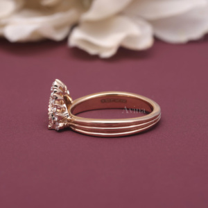Bague demi-lune en diamant de laboratoire certifié IGI, coupe rose, en argent sterling 925 massif, style vintage, avec halo, pour femme - Product Image 5