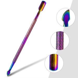 Pousse-cuticules chirurgical Morje double extrémité en acier inoxydable, réutilisable, double usage, avec poignée texturée, arc-en-ciel - Product Image 4