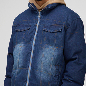 Quality Formal Embroidered Windproof Oversized Drop Shoulder Denim Jeans <b>Jacket</b> <b>Men</b> Distressed Black 100% Cotton Winter <b>Filled</b> - Product Image 6