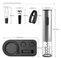 Kit Cadeau Décapsuleur Sans Fil Rechargeable USB avec Verseur de Vin, Bouchon à Vide et Coupe-Capsule, Base Noire Minimaliste
