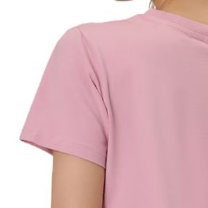 Camiseta Lisa de Corte Regular para Mujer, Mezcla de Algodón Premium, Cuello Redondo Informal, Cómoda para Uso Diario, Trabajo, Viajes y Ocio - Product Image 3