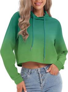 Sweat-shirt court tendance pour femmes avec cordon de serrage, style décontracté ombré pour l'automne - Product Image 6