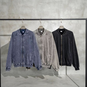 Nouvelle Collection 2026 – Blouson Rétro Décontracté en Coton Lourd 450 g/m² Effet Laine Lavée, Coupe Ample Tendance pour Homme - Product Image 1