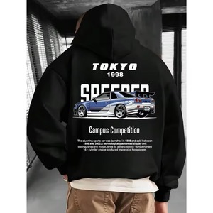 เสื้อฮู้ดดี้พิมพ์ลายแบบใหม่ ผลิตตามสั่ง OEM ผ้าฝ้าย 100% สไตล์อเมริกันเรโทร ทรงโอเวอร์ไซส์ มีกระเป๋าเสื้อ แขนยาว สำหรับผู้ชาย สไตล์ฮิปฮอป - Product Image 6