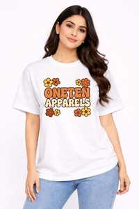 ONETEN APPARELS Camiseta de Algodón 100% para Mujer, Corte Regular, Cuello Redondo, Manga Corta, Estampado Digital, Informal, para Primavera - Product Image 6