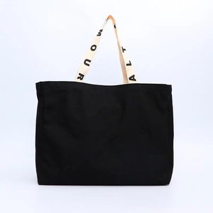 Sac fourre-tout en toile de coton naturel écologique extra large avec impression de logo personnalisé, motif de type lettre pour le shopping - Product Image 5