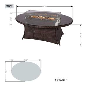 50,000BTU <b>Outdoor</b> Rattan Gas Fire Pit <b>Table</b> Propane <b>Outdoor</b> <b>Table</b> Only - Product Image 3