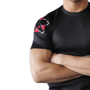 Camiseta de Compresión Personalizada para Hombre, Negra, con Bandera Americana, Manga Corta, Cuello Redondo, Ajustada, para Gimnasio, Entrenamiento, Deporte, Capa Base Deportiva - Product Image 2